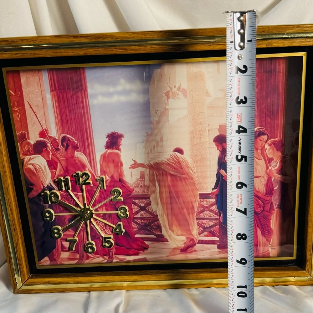Vintage Wall clock - Jesus Framed Wall Clock Slide out trim for glass cleaning!